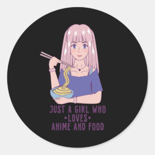 Sticker Rond Fille Anime   pour Anime & Food Lover