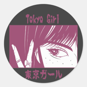 Sticker Rond Fille Anime Tokyo