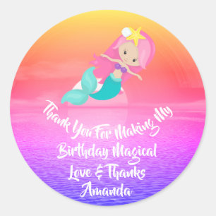 Sticker Rond Fille Anniversaire Favoriser Fille Tropique Couche