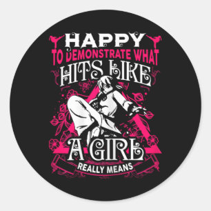 Sticker Rond Fille Arts Martiaux Dit Karate Kung Fu Citation
