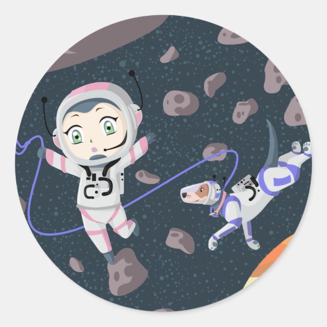 Sticker Rond Fille Astéroïde (Devant)