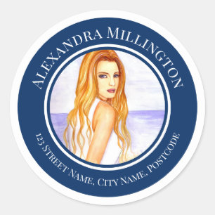 Sticker Rond Fille aux cheveux blonds à la douche de mariage su
