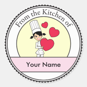 Sticker Rond Fille avec le motif de coeurs -