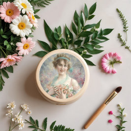 Sticker Rond Fille avec roses par Emile Vernon
