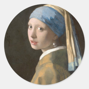 Sticker Rond Fille avec une oreille perle