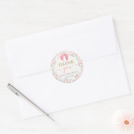 Sticker Rond Fille Baby shower de la ceinture rose