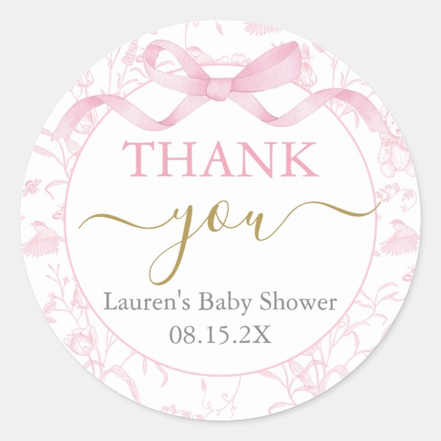 Sticker Rond Fille Baby shower de la ceinture rose (Devant)