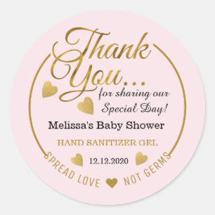 Sticker Rond Fille Baby shower Étaler Amour Sanitizer Favoriser