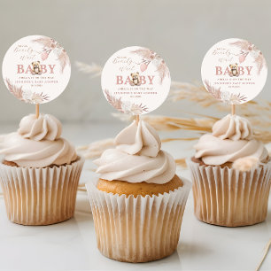 Sticker Rond Fille Baby Shower Ourson Rose Bohème Bébé