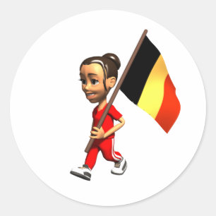 Sticker Rond Fille belge