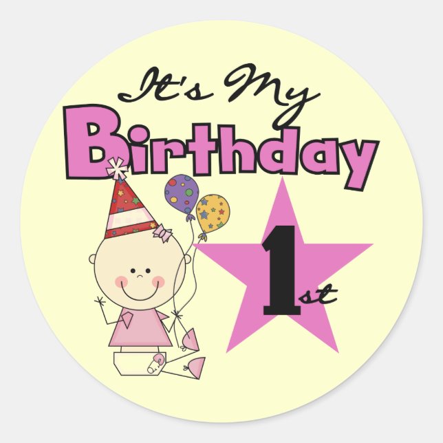 Sticker Rond Fille C'est mes t-shirts et cadeaux d'anniversaire (Devant)