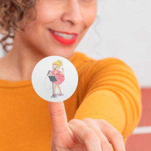 Sticker Rond Fille chante