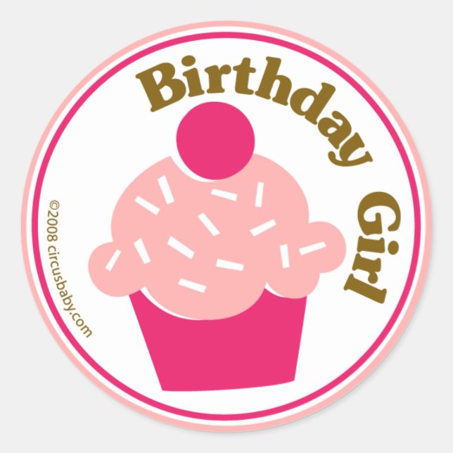 Sticker Rond Fille d'anniversaire (Devant)