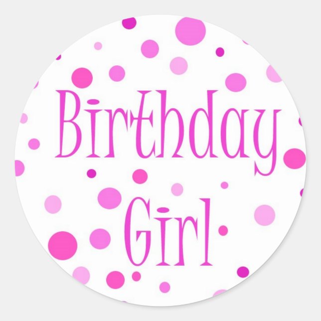 Sticker Rond fille d'anniversaire (Devant)