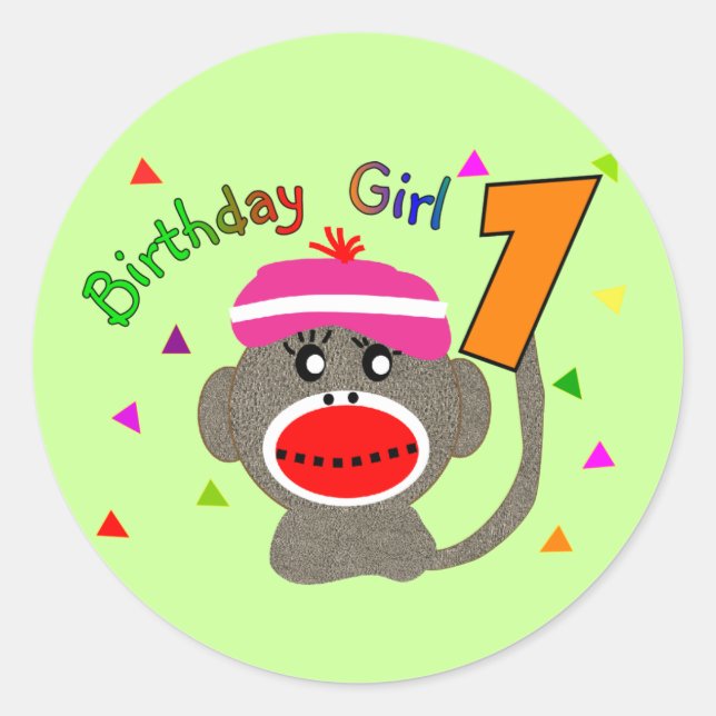 Sticker Rond Fille d'anniversaire "1" année (Devant)