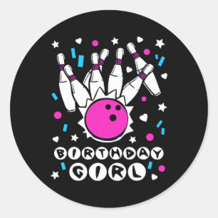 Sticker Rond Fille d'anniversaire Bowling Party Cool Kids Quill