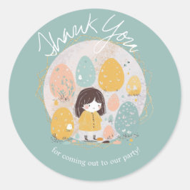 Sticker Rond Fille d'anniversaire de remerciement de Pâques à l