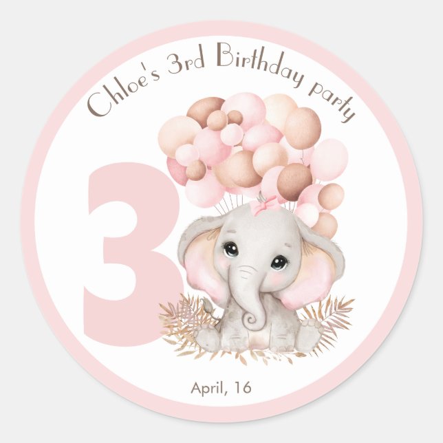 Sticker Rond Fille d'anniversaire personnalisée (Devant)