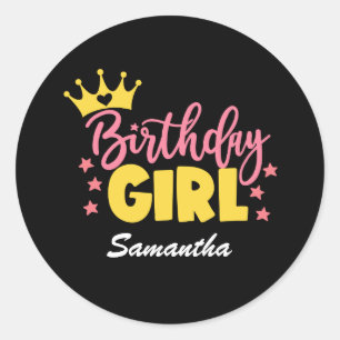 Sticker Rond Fille d'anniversaire Photo simple personnalisée