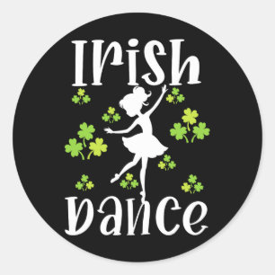 Sticker Rond Fille Danseuse Danse irlandaise Dance St Patrick's