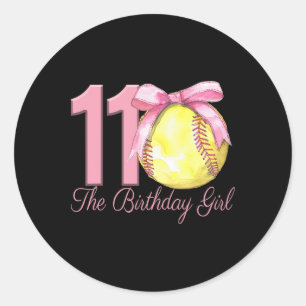 Sticker Rond Fille de 11 ans anniversaire Softll Team Coquette