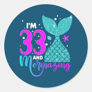 Sticker Rond Fille de 33 ans Deuxième Fille de 33e anniversaire