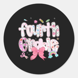 Sticker Rond Fille de 4e année rentrée scolaire élégante 