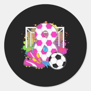 Sticker Rond Fille de 8 ans Fête d'anniversaire 8e anniversaire