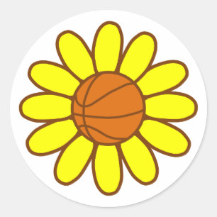 Sticker Rond Fille de basket-ball jaune