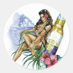Sticker Rond Fille de bière