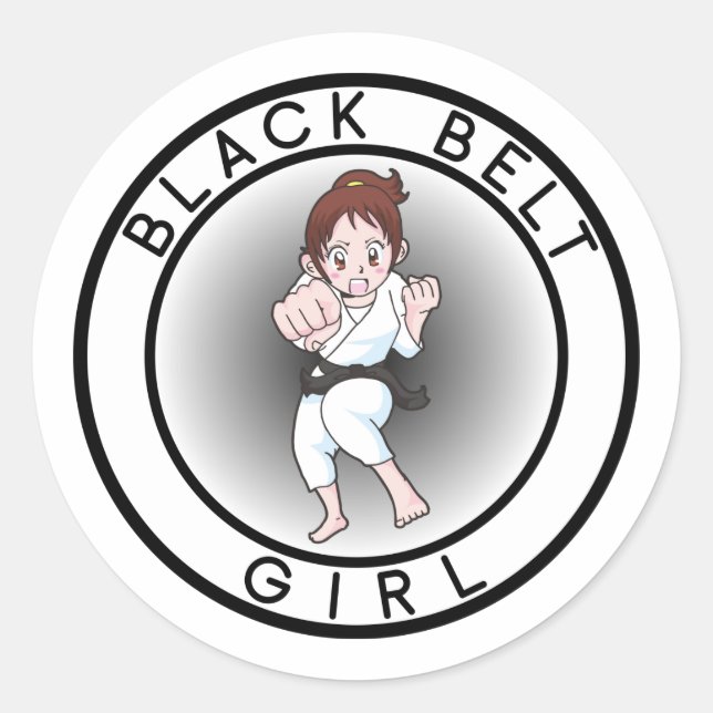 Sticker Rond Fille de ceinture noire (Devant)