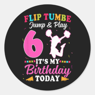 Sticker Rond Fille de cheerleading 6ème anniversaire 6 ans Chee