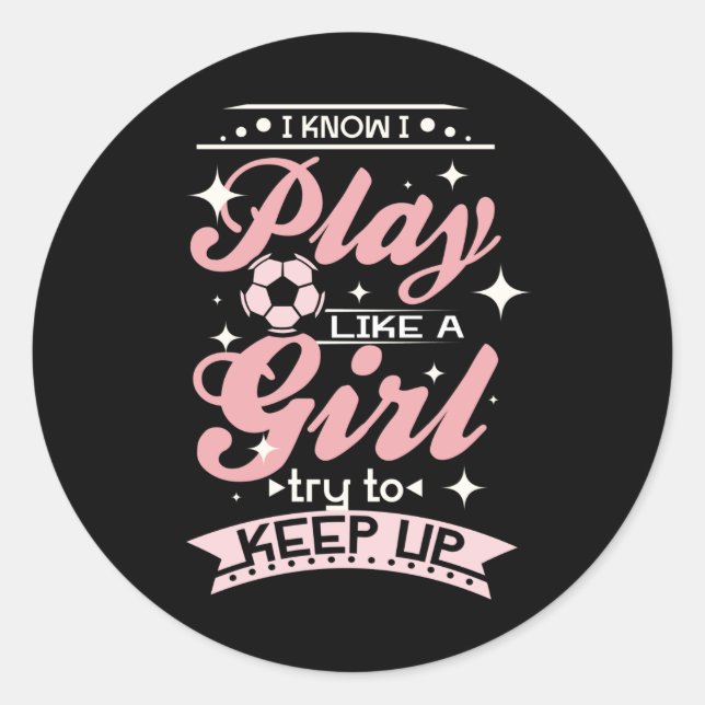 Sticker Rond Fille de football (Devant)