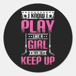 Sticker Rond Fille de hockey sur glace