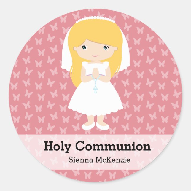 Sticker Rond Fille de la Sainte Communion * Choisissez votre co (Devant)