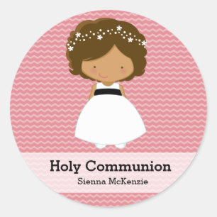 Sticker Rond Fille de la Sainte Communion * Choisissez votre co
