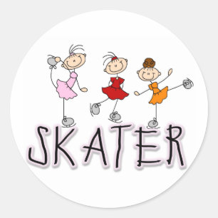 Sticker Rond Fille de patineur