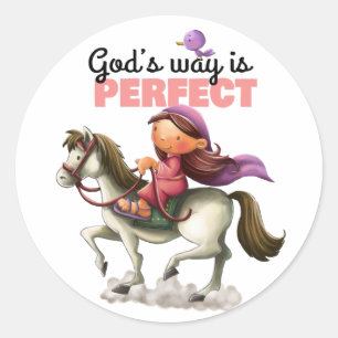 Sticker Rond Fille de vers de bible à la page d'autocollant de