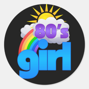 Sticker Rond Fille des années 80