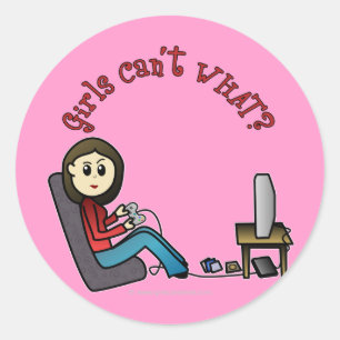 Sticker Rond Fille des jeux légers
