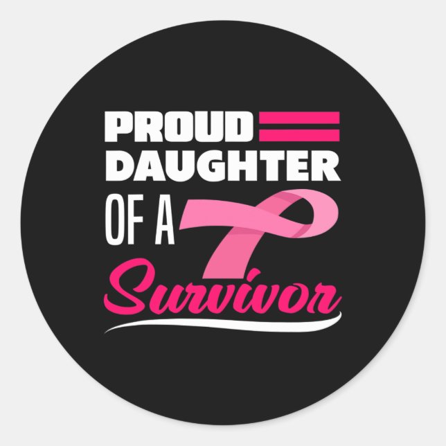 Sticker Rond Fille D'Un Survivant Mère Sensibilisation Au Cance (Devant)