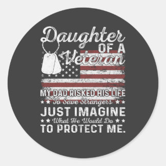 Sticker Rond Fille d'une famille militaire patriotique vétéran