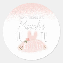 Sticker Rond Fille en Tutu Minimaliste Fête d'anniversaire Deux