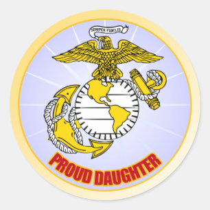 Sticker Rond Fille fière d'usmc