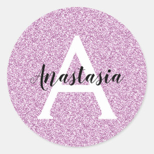 Sticker Rond Fille Glam Purple Parties scintillant Étincelles N
