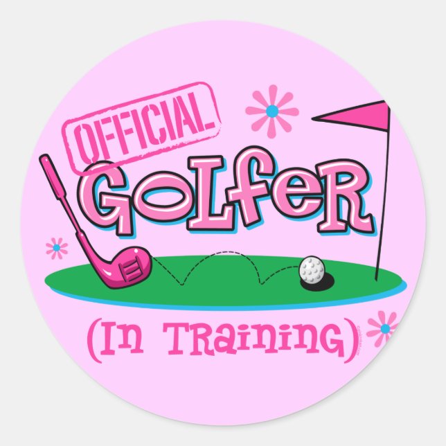 Sticker Rond Fille Golfeuse en formation (Devant)
