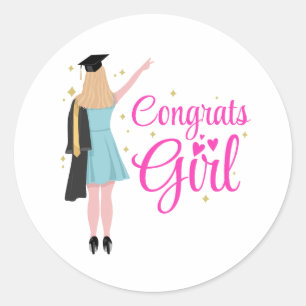 Sticker Rond Fille Graduation Congrats Design