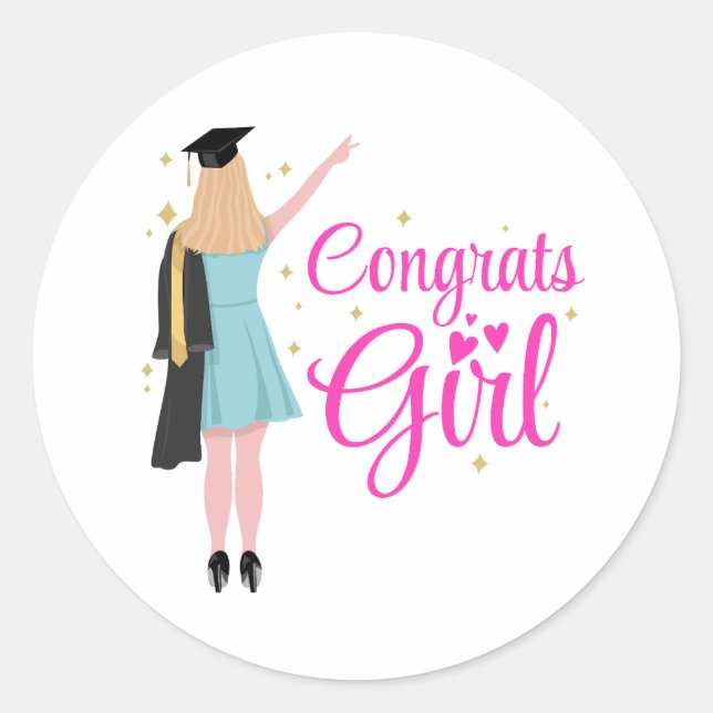 Sticker Rond Fille Graduation Congrats Design (Devant)
