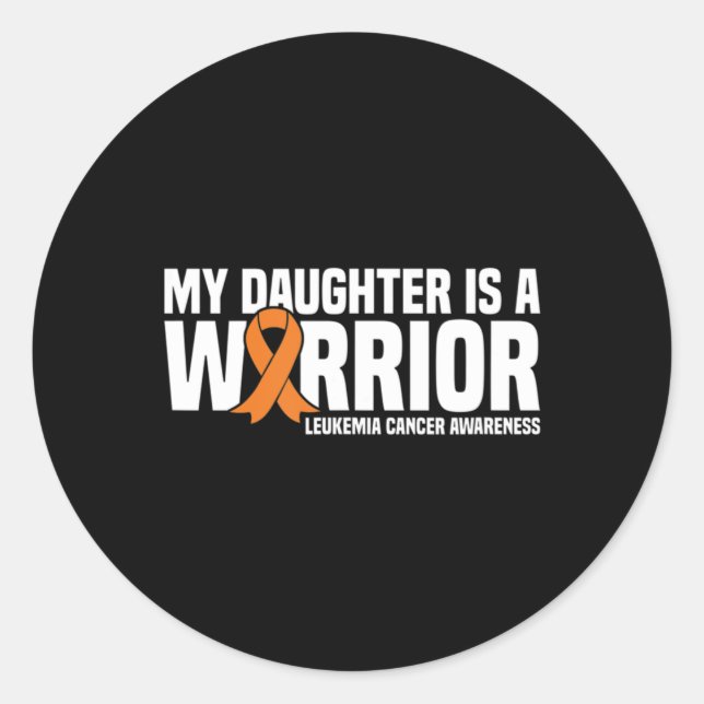 Sticker Rond Fille Guerrier Orange Ruban Leucémie Cancer Awa (Devant)