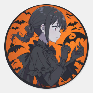 Sticker Rond fille halloween